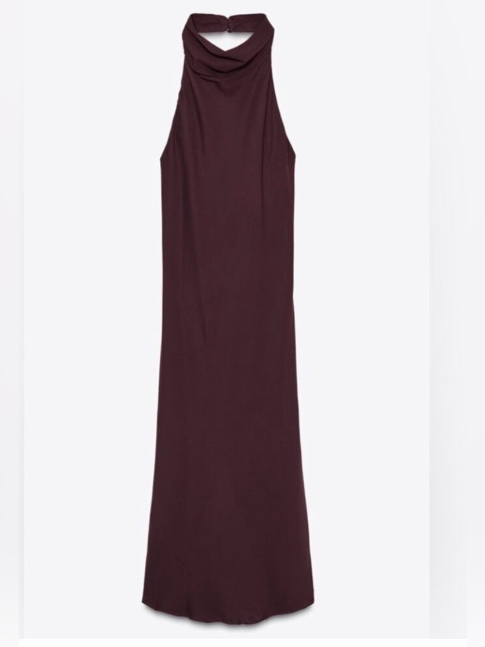 Zara burgundy deep plum crepe sleeveless Halter long dress ZW collection sz M
